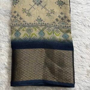 Georgette saree having Zari borders and print all over with pallu and Blouse