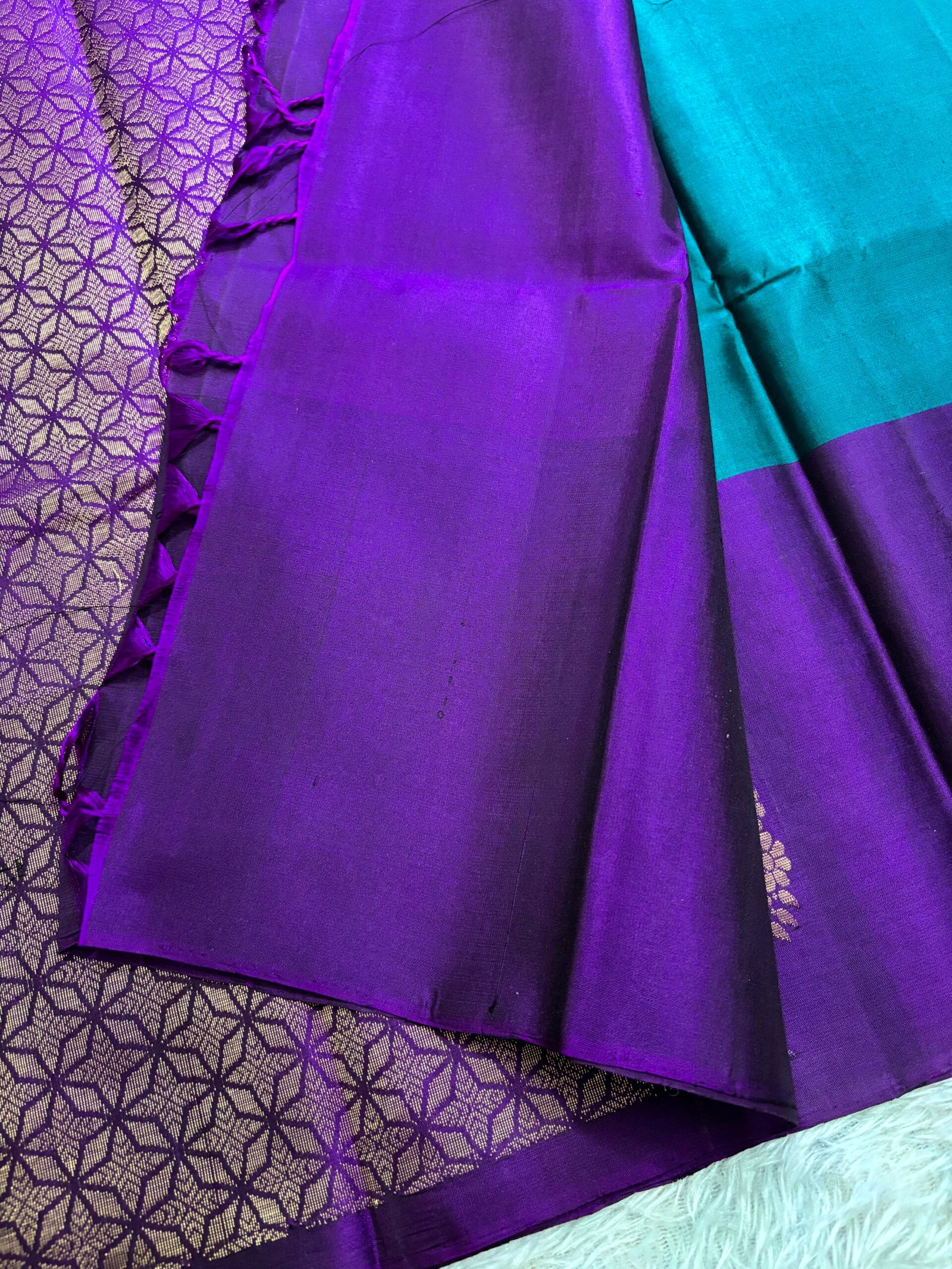 VKG913 - Dual Toned Peacock Blue with Purple - Image 4